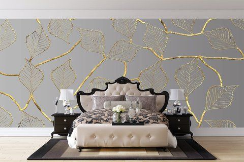 Фотообои флизелиновые Print-walls золотые листья 0338 100&times;100 см (Ш&times;В) 0338 фото