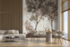 Фотообои флизелиновые Walldeco Лес с оленями u72134d1 бежево-коричневый 100х100 см u72134 фото 1