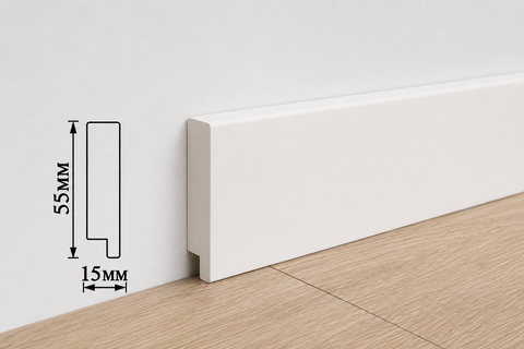 Дюрополимерный плинтус UMI &laquo;Белый&raquo; 55&times;2900&times;15 мм, арт. UMI5515P-A113 UMI5515P-A113 фото