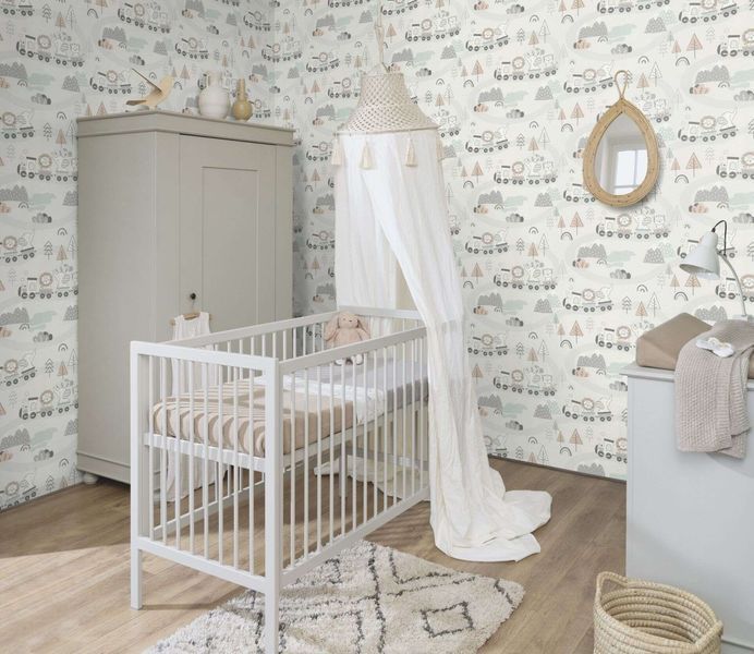 Флізелінові шпалери вініл гарячого тиснення Rasch Kids World 2 302332 бежевий (0,53х10,05м) 302332 фото
