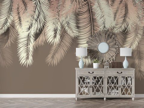 Фотообои флизелиновые Print-walls листья на стене 0349 100&times;100 см (Ш&times;В) 0349 фото