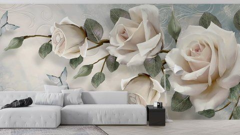Фотошпалери флізелінові Print-walls Метелики і троянди 0480 100&times;100 см (Ш&times;В) 0480 фото