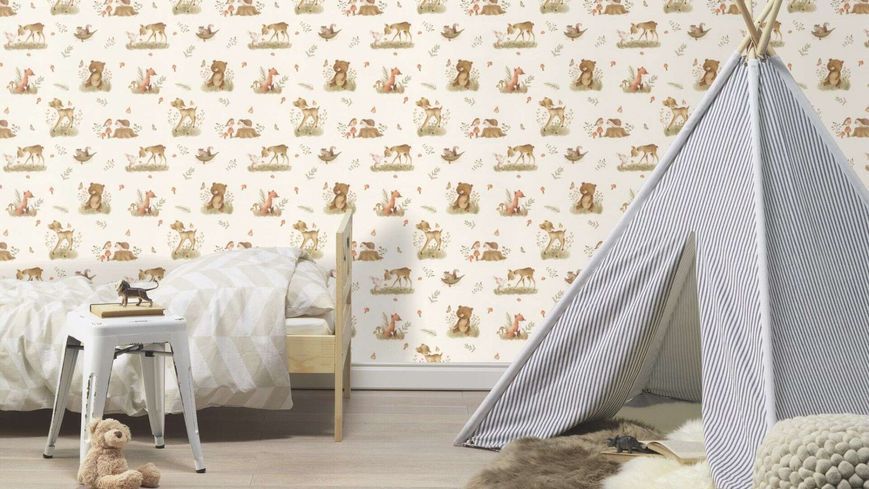 Флізелінові шпалери вініл гарячого тиснення Rasch Kids World 2 321104 бежевий (0,53х10,05м) 321104 фото