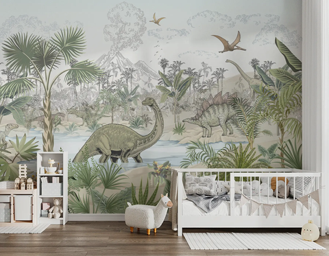 Фотообои флизелиновые Walldeco Мир динозавров u98674 Разные цвета 100х100 см u98674 фото