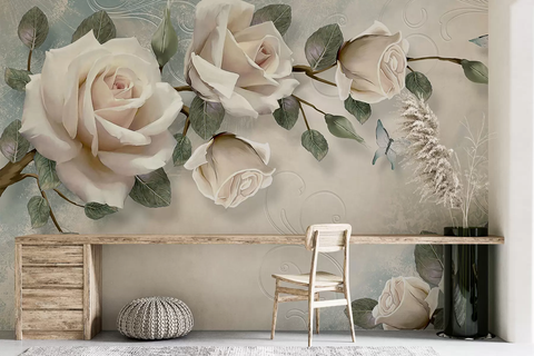 Фотошпалери флізелінові Walldeco Великі 3D Троянди u31353 Бежевий 100х100 см u31353 фото