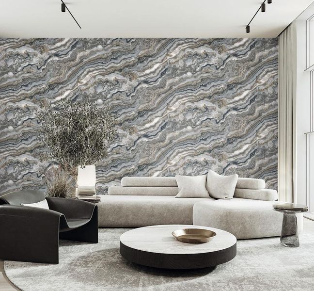 Флизелиновые обои винил горячего тиснения AdaWall Roka 23102-6 Серый (1,06х10,05м) 23102-6 фото
