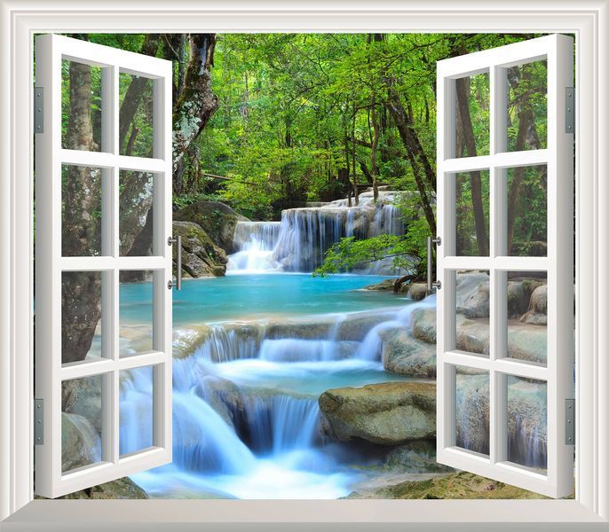 Фотообои флизелиновые Print-walls Окно на водопад 0645 100&times;100 см (Ш&times;В) 0645 фото