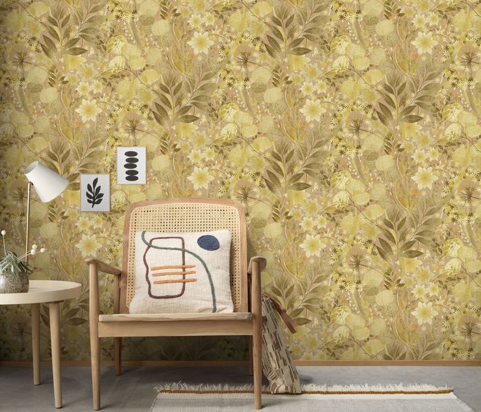 Флизелиновые обои винил горячего тиснения Erismann Secret Garden 12238-20 Желтый (1,06х10,05м) 12238-20 фото
