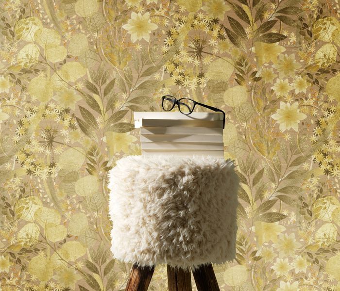 Флизелиновые обои винил горячего тиснения Erismann Secret Garden 12238-20 Желтый (1,06х10,05м) 12238-20 фото