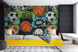 Фотообои флизелиновые Walldeco Попарт спортивные мячи u99729 Разные цвета 100х100 см u99729 фото 1
