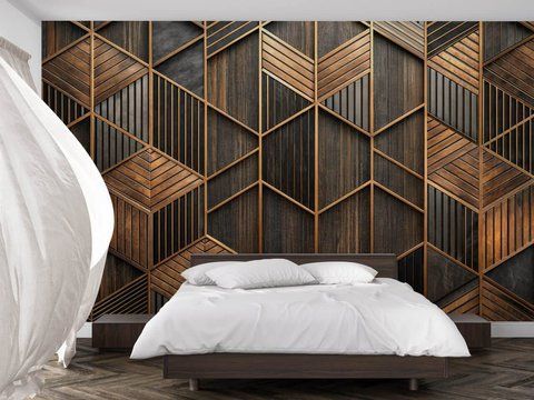 Фотообои флизелиновые Print-walls 3D геометрия в дереве 0114 100&times;100 см (Ш&times;В) 0114 фото