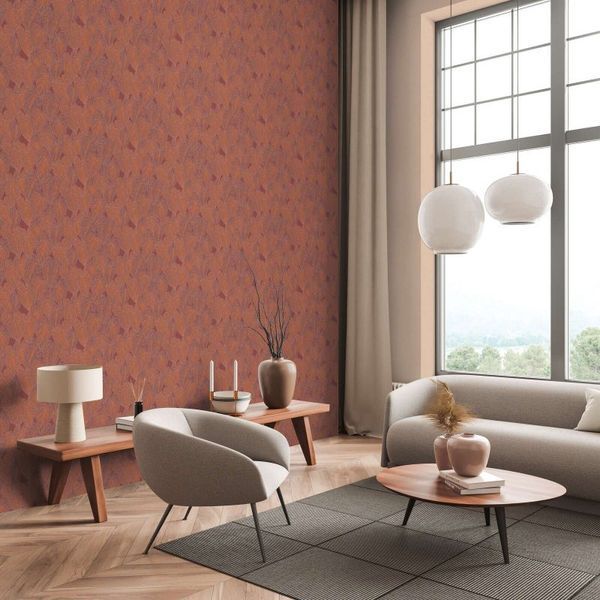 Флизелиновые обои винил горячего тиснения AS Creation Metropolitan 78128-4 оранжевый (0,53х10,05м) 78128-4 фото
