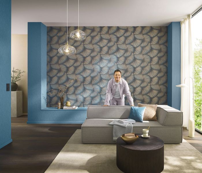 Флізелінові шпалери вініл гарячого тиснення Erismann Fashion for walls 5 12253-08 Синій (1,06х10,05м) 12253-08 фото