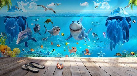 Фотошпалери флізелінові Print-walls морські жителі 0301 100&times;100 см (Ш&times;В) 0301 фото
