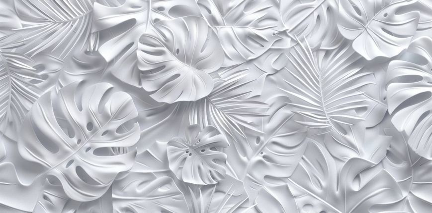 Фотообои флизелиновые Print-walls 3D белые листья 0130 100&times;100 см (Ш&times;В) 0130 фото