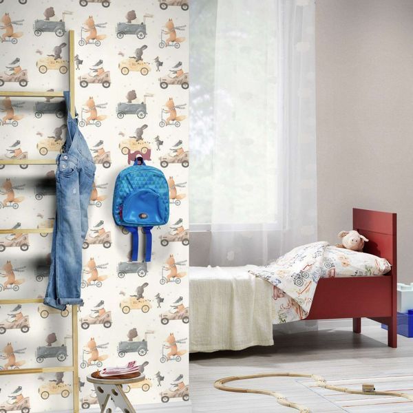 Флізелінові шпалери вініл гарячого тиснення Rasch Kids World 2 301878 бежевий (0,53х10,05м) 301878 фото