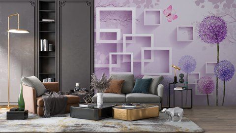 Фотообои флизелиновые Print-walls 3D фиолетовые одуванчики 0146 100&times;100 см (Ш&times;В) 0146 фото