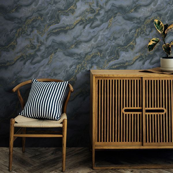 Флизелиновые обои винил горячего тиснения Erismann Elle Decoration 12219-08 синий (1,06х10,05м) 12219-08 фото