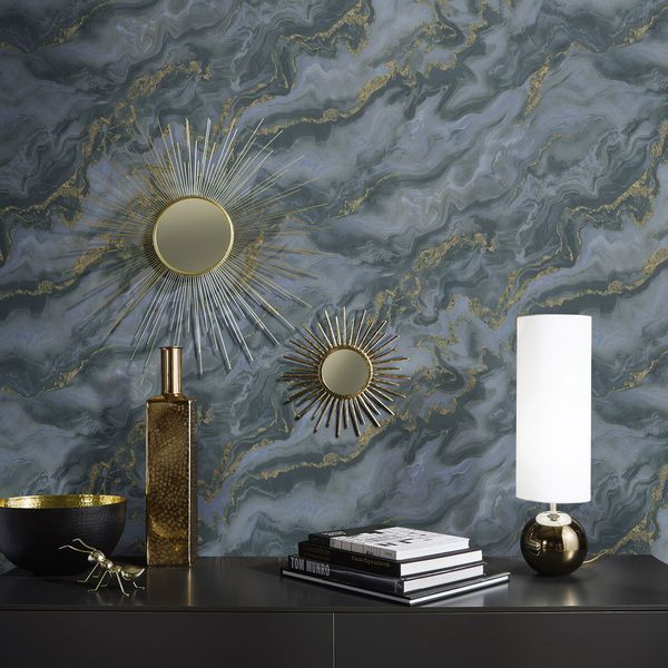 Флизелиновые обои винил горячего тиснения Erismann Elle Decoration 12219-08 синий (1,06х10,05м) 12219-08 фото