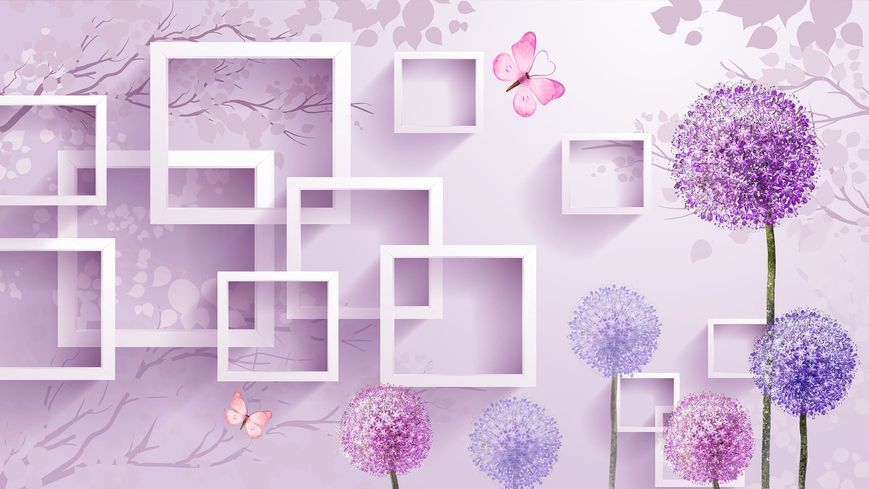 Фотообои флизелиновые Print-walls 3D фиолетовые одуванчики 0146 100&times;100 см (Ш&times;В) 0146 фото