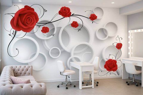 Фотообои флизелиновые Print-walls 3D красные розы 0150 100&times;100 см (Ш&times;В) 0150 фото