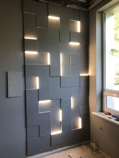 Гипсовая 3D панель LED Квадраты с подсветкой 250&times;250&times;100-300 мм Лэд квадраты фото
