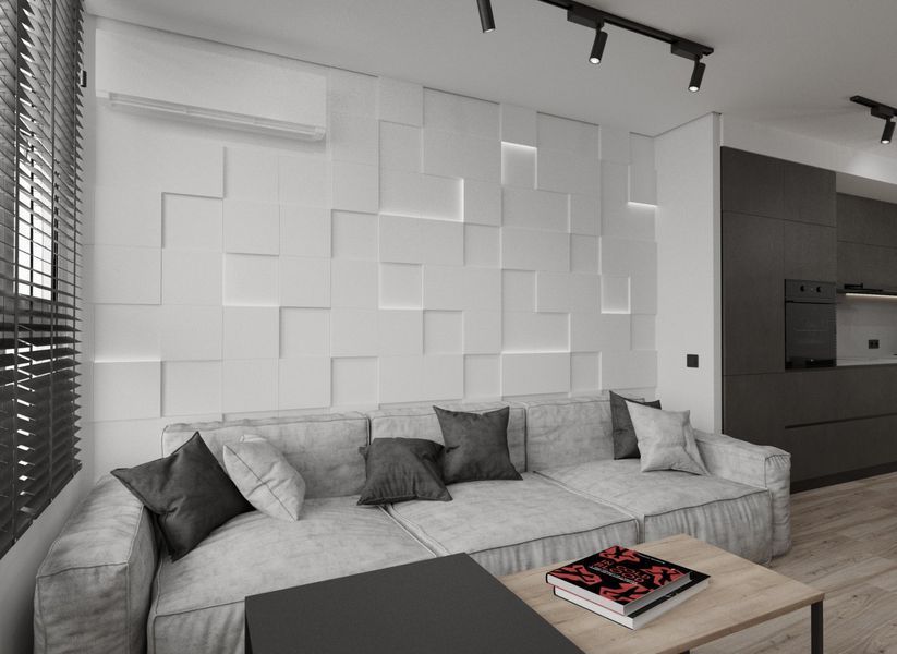 Гипсовая 3D панель LED Квадраты с подсветкой 250&times;250&times;100-300 мм Лэд квадраты фото