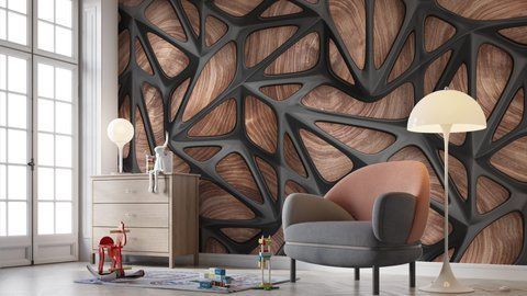 Фотообои флизелиновые Print-walls 3D черные линии 0153 100&times;100 см (Ш&times;В) 0153 фото