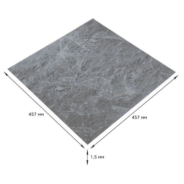 Самоклеюча LVT плитка 457&times;457&times;1,5 мм Сірий мармур, фактурна SW-00002458 SW-00002458 фото