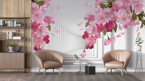 Фотообои флизелиновые Print-walls 3D туннель с цветами 0172 100&times;100 см (Ш&times;В) 0172 фото