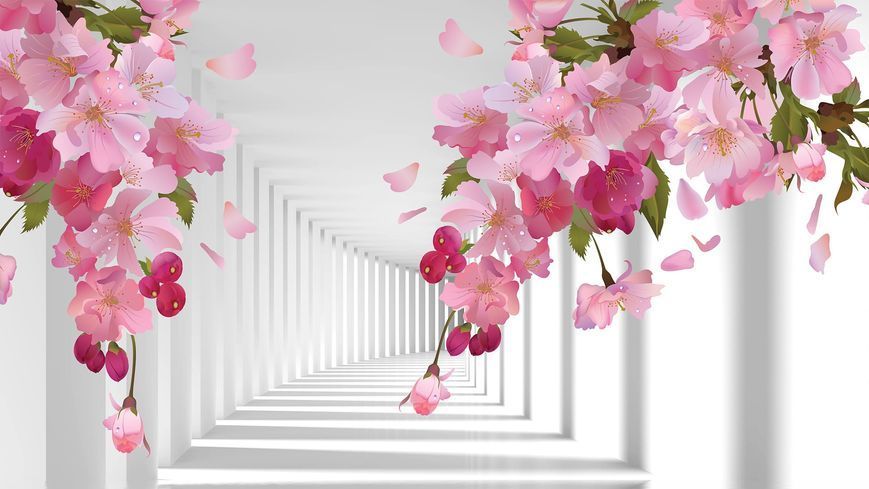 Фотообои флизелиновые Print-walls 3D туннель с цветами 0172 100&times;100 см (Ш&times;В) 0172 фото