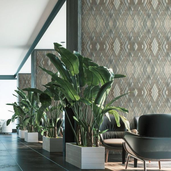 Флизелиновые обои винил горячего тиснения AdaWall Octagon 1213-3 Бежевый (1,06х10,05м) 1213-3 фото