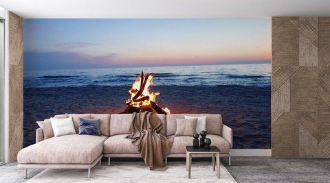 Фотообои флизелиновые Print-walls костер у моря 0296 100&times;100 см (Ш&times;В) 0296 фото