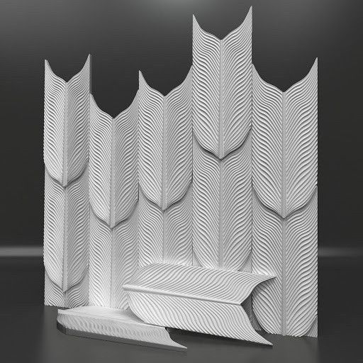 Гипсовая 3D панель Перо 330х125х15 мм декоративная стеновая панель Перья фото