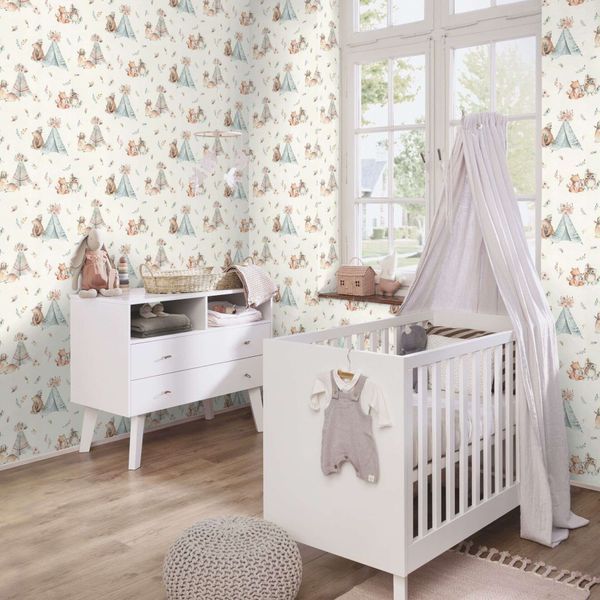 Флізелінові шпалери вініл гарячого тиснення Rasch Kids World 2 301410 Білий (0,53х10,05м) 301410 фото