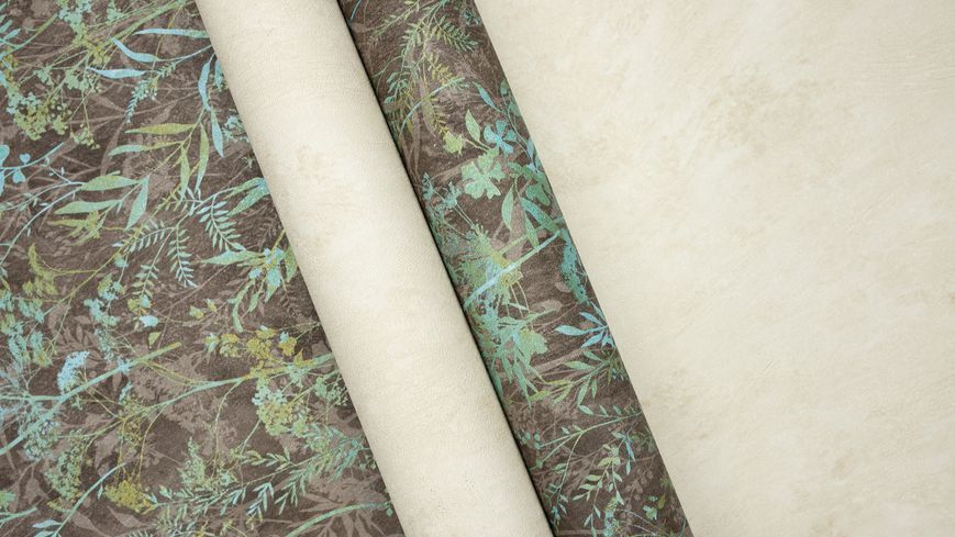 Флізелінові шпалери вініл гарячого тиснення SINTRA Herbarium 252925 бірюзово-коричневий (1,06х10,05м) 252925 фото