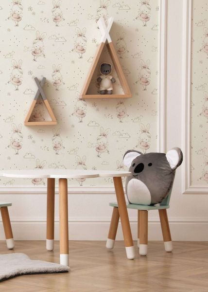 Флизелиновые обои винил горячего тиснения Rasch Kids World 2 301656 Белый (0,53х10,05м) 301656 фото