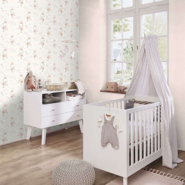 Флизелиновые обои винил горячего тиснения Rasch Kids World 2 301656 Белый (0,53х10,05м) 301656 фото