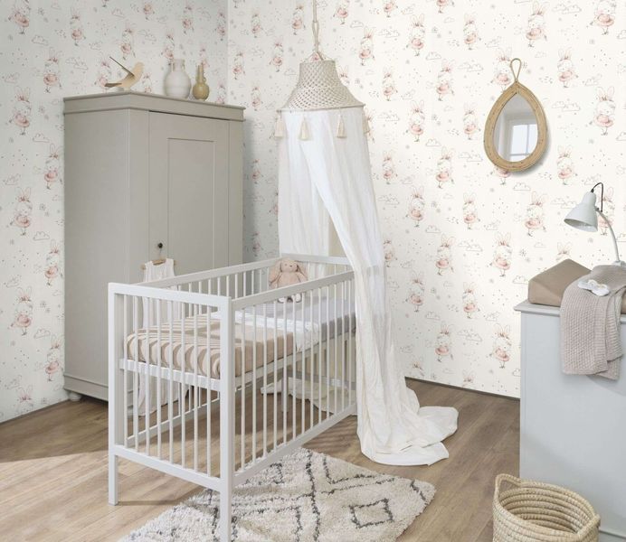 Флизелиновые обои винил горячего тиснения Rasch Kids World 2 301656 Белый (0,53х10,05м) 301656 фото