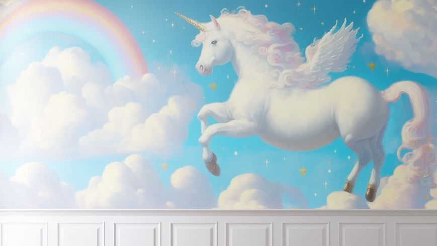 Фотообои флизелиновые Print-walls Единорог в звездных облаках 0894 100&times;100 см (Ш&times;В) 0894 фото
