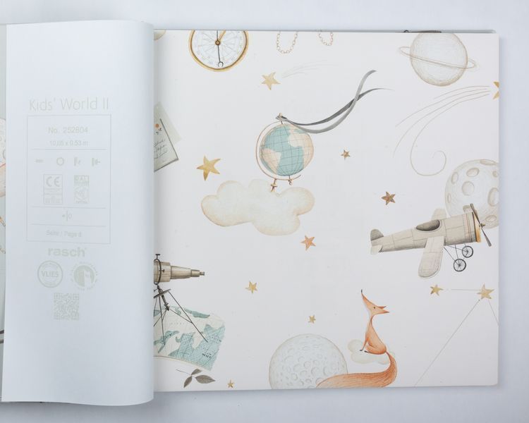Флизелиновые обои винил горячего тиснения Rasch Kids World 2 302219 бежевый (0,53х10,05м) 302219 фото