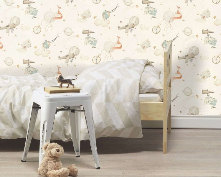 Флизелиновые обои винил горячего тиснения Rasch Kids World 2 302219 бежевый (0,53х10,05м) 302219 фото